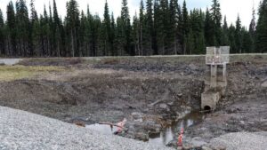 Beaver Lake Dam. Old Dam exposed